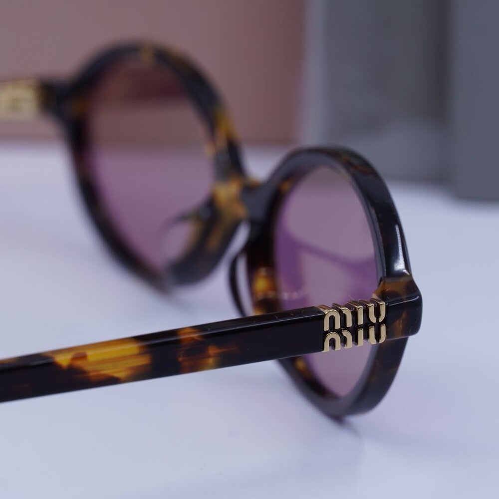 Miu Miu MU04ZSF VAU50D Oval Sunglasses – Honey Havana - Picture 9 of 16